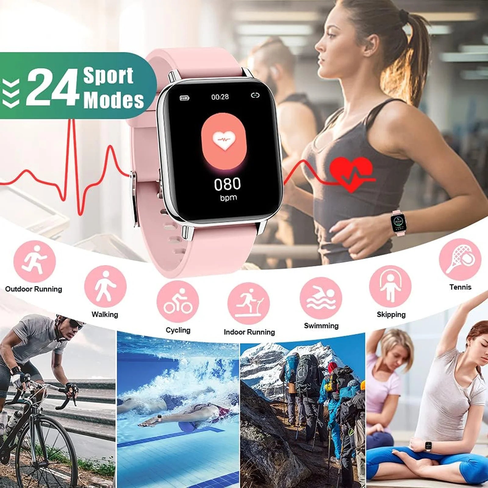 Smart Watch, Fitness Tracker 1.69" Touch Screen Smartwatch Fitness Watch Heart Rate Monitor/Pedometer/Sleep Monitor.
