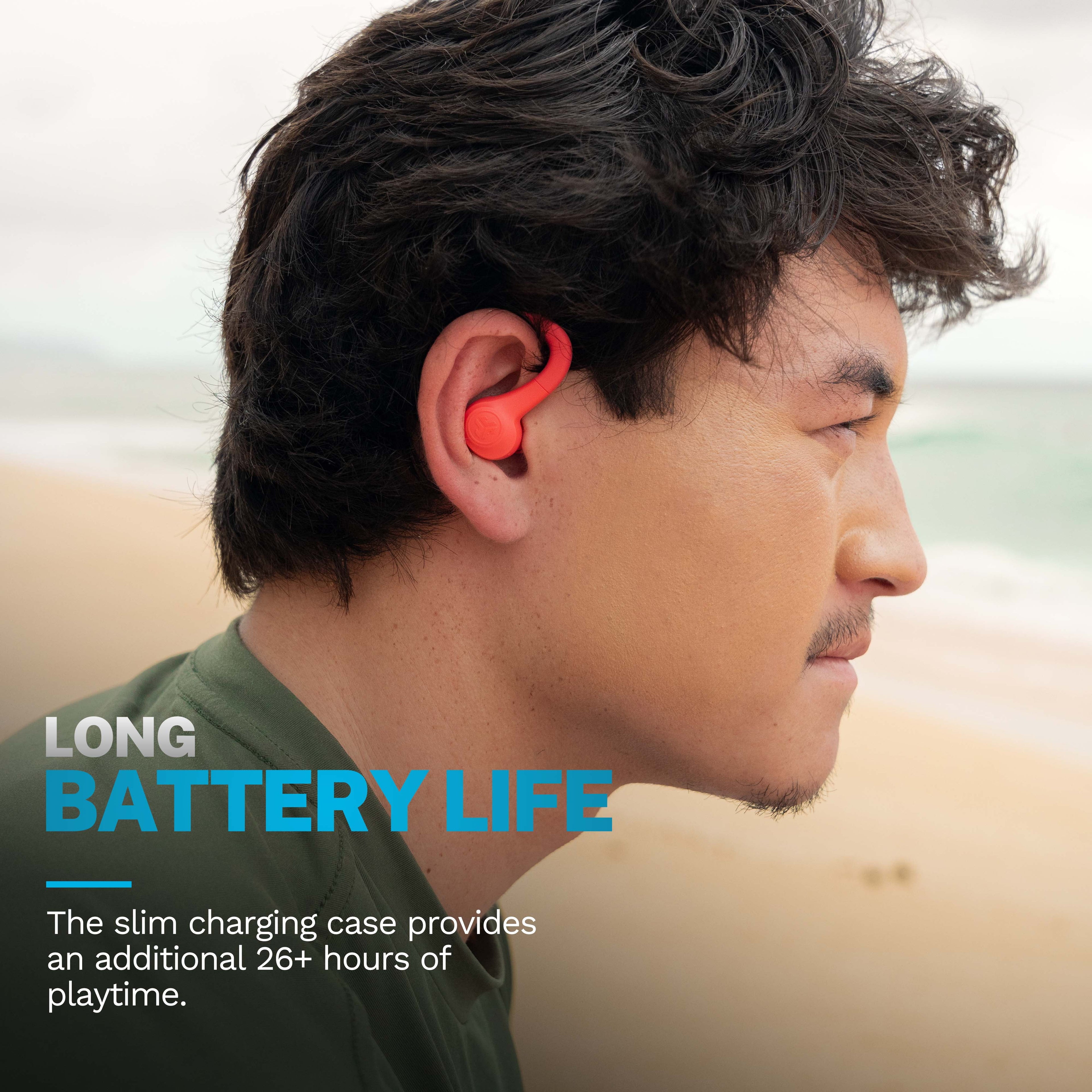 Go Sport+ Wireless Workout Earbuds, 35 Hr Playtime, Secure Earhook, Custom Sound & Controls, Coral