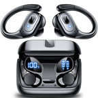 Headphones Wireless Earbuds Sport, Bluetooth 5.3 over Ear Buds Stereo Deep Bass Headset with Earhooks, 80H Dual LED Display Wireless Earphones with ENC Noise Canceling Mic,For Running/Workout