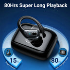 Headphones Wireless Earbuds Sport, Bluetooth 5.3 over Ear Buds Stereo Deep Bass Headset with Earhooks, 80H Dual LED Display Wireless Earphones with ENC Noise Canceling Mic,For Running/Workout