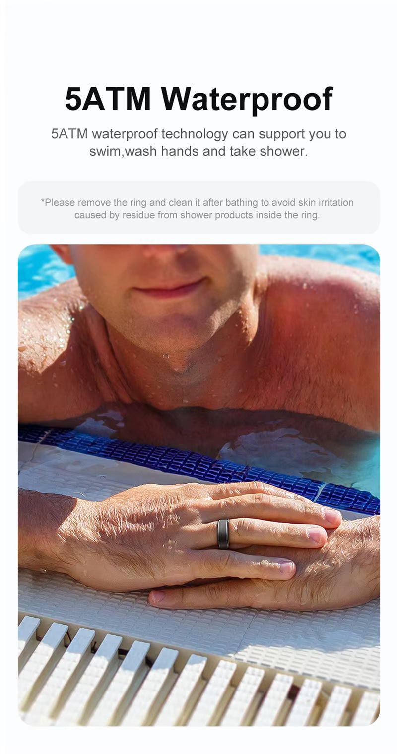 Smart Ring 5ATM Waterproof Multi-Sport Mode Health Monitoring Pedometer Activity Fitness Tracker Smart Ring Charging Box