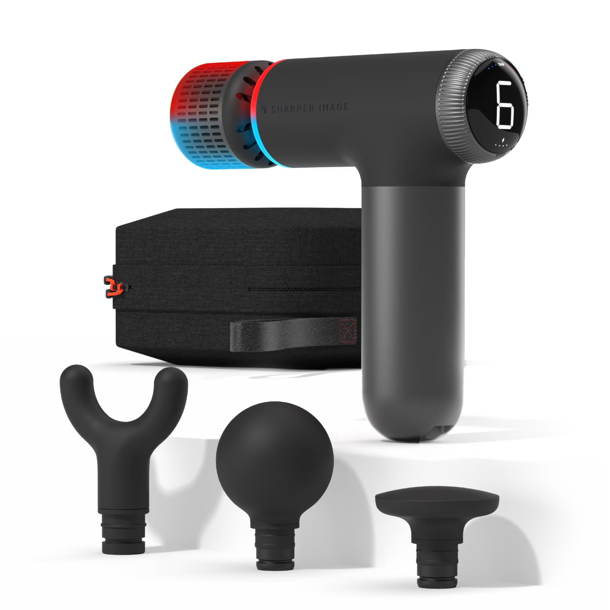 ® Powerboost® Pro+ Compact Hot & Cold Percussion Massager with Dual-Temperature Hot + Cold Massage Node, 6 Speed Settings, 4 Unique Attachments, Portable Design with Carrying Case