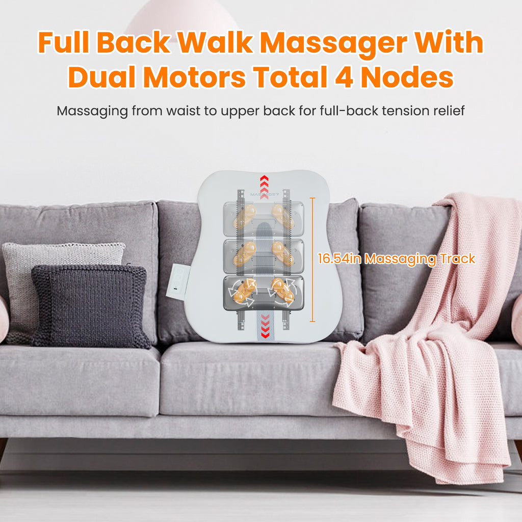 1 Set Shiatsu Back Massager 3D Deep Tissue Kneading Massage Pillow Cordless USB Rechargeable with 3 Massaging Modes 2 Heating Levels 10Mins Auto-Off for Back Shoulder Waist Lumbar No Chair