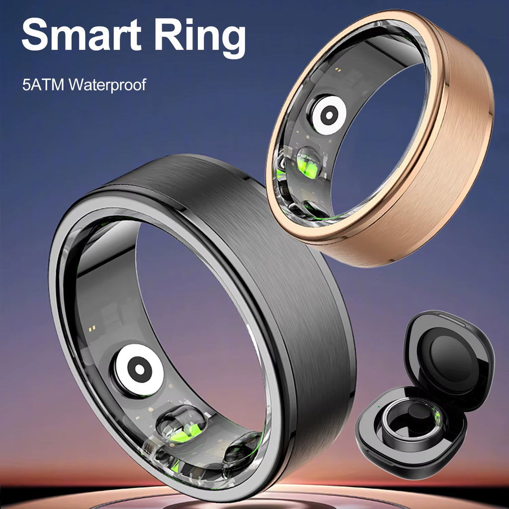 Smart Ring 5ATM Waterproof Multi-Sport Mode Health Monitoring Pedometer Activity Fitness Tracker Smart Ring Charging Box