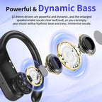 Bluetooth Headphones Wireless Earbuds 96Hrs Playback Sport Ear Buds with Earhook LED Display Charging Case IPX7 Waterproof Earbud Deep Bass Running Earphones for Ios Android Cellphone