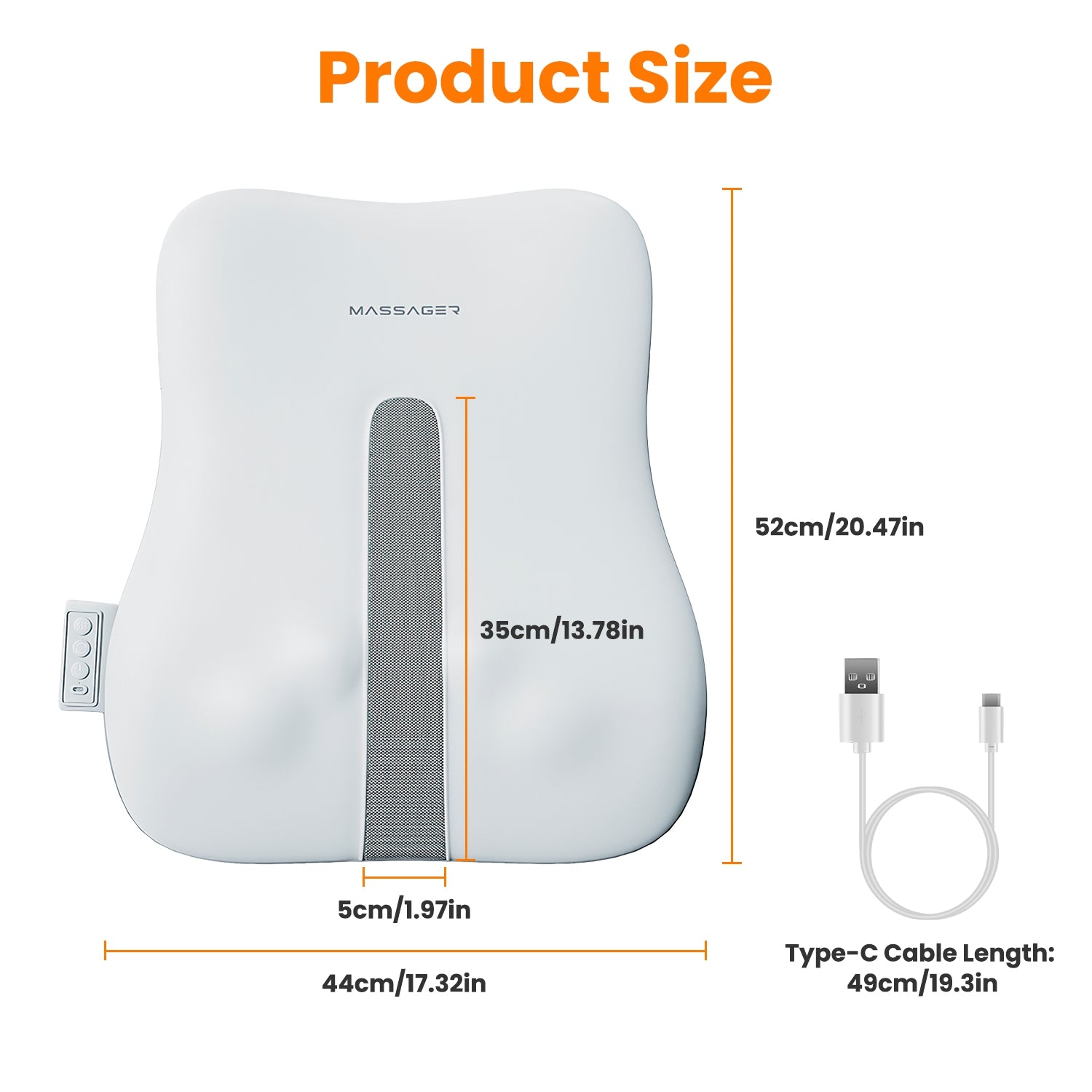 1 Set Shiatsu Back Massager 3D Deep Tissue Kneading Massage Pillow Cordless USB Rechargeable with 3 Massaging Modes 2 Heating Levels 10Mins Auto-Off for Back Shoulder Waist Lumbar No Chair