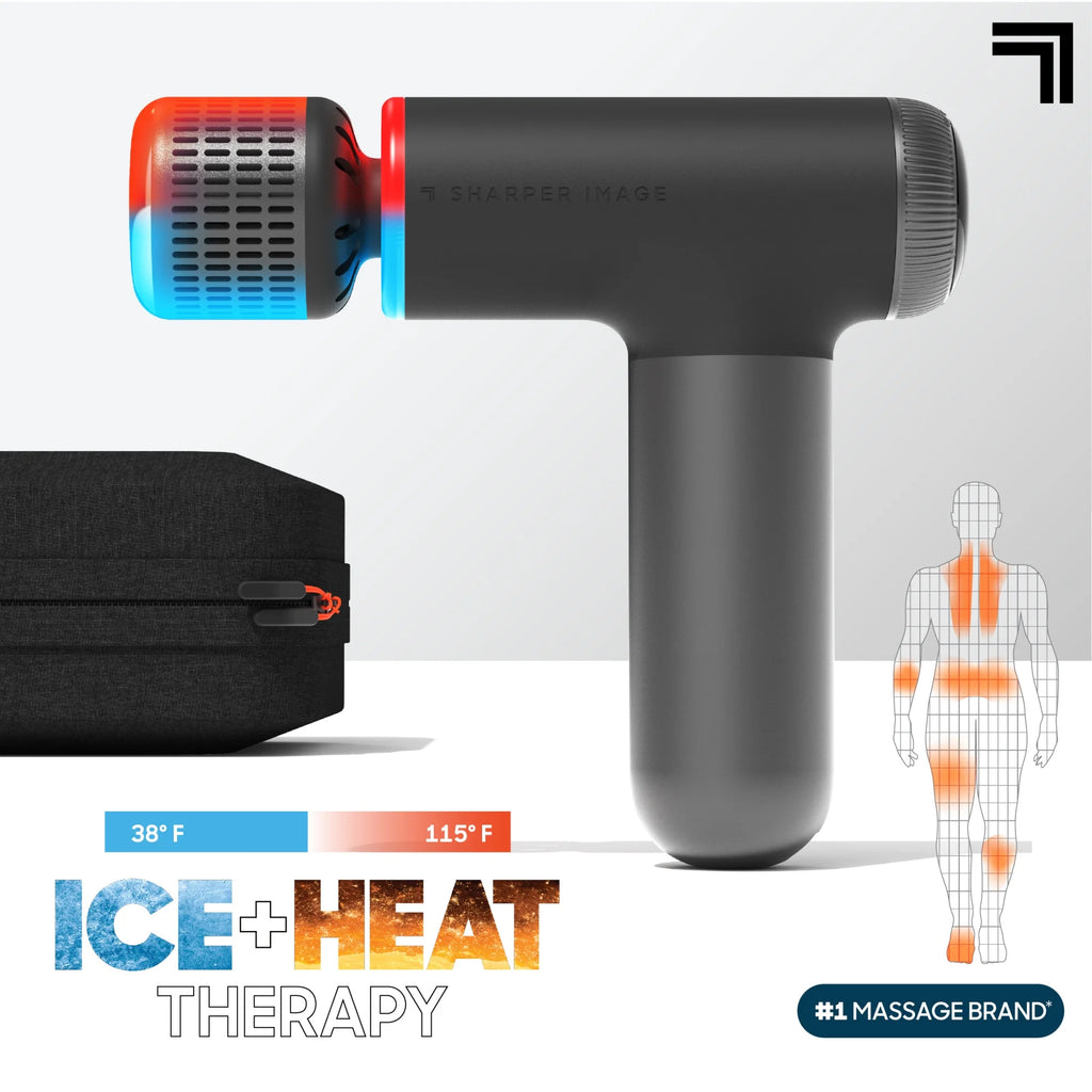 ® Powerboost® Pro+ Compact Hot & Cold Percussion Massager with Dual-Temperature Hot + Cold Massage Node, 6 Speed Settings, 4 Unique Attachments, Portable Design with Carrying Case
