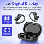 Bluetooth Headphones Wireless Earbuds 96Hrs Playback Sport Ear Buds with Earhook LED Display Charging Case IPX7 Waterproof Earbud Deep Bass Running Earphones for Ios Android Cellphone