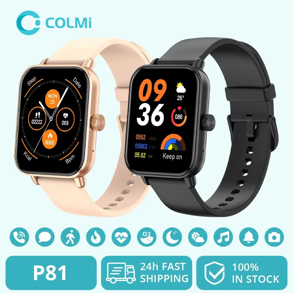 P81 Voice Calling Smart Watch Ultra 1.9'' HD Screen 24H Health Monitor 100+ Sports Modes 200+ Watch Faces Smartwatch