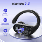 Bluetooth Headphones Wireless Earbuds 96Hrs Playback Sport Ear Buds with Earhook LED Display Charging Case IPX7 Waterproof Earbud Deep Bass Running Earphones for Ios Android Cellphone