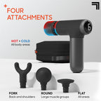 ® Powerboost® Pro+ Compact Hot & Cold Percussion Massager with Dual-Temperature Hot + Cold Massage Node, 6 Speed Settings, 4 Unique Attachments, Portable Design with Carrying Case